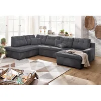 Home Affaire Wohnlandschaft "Föhr U-Form", schwarz (schwarz, anthrazit), B:310cm H:75cm T:200cm, 100% Polyester PRIMABELLE/Webstoff;100% Polyester Melrose/Struktur grob;100% Polyester Luxus-Microfaser/Struktur, Sofas, Wohnlandschaft, wahlweise mit Bettfunktion