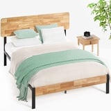 Zinus Olivia 36 cm Bettgestell aus Metall und Holz, Lattenrost aus Holz, für Erwachsene, Kinder und Jugendliche, Einfache Montage, 90 x 190 cm, Natur