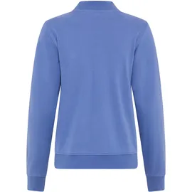 delmao Sweatjacke DELMAO, Damen, Gr. 48/50, denim blau, angeraute Sweatware, Obermaterial: 80% Baumwolle, 20% Polyester, unifarben, figurbetont hüftlang, Rundhals, Rippbündchen, Sweatjacken Sweatjacke, in modischer Bomberjacken-Form