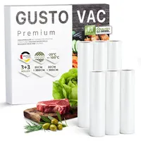 GustoVac Premium 6 Vakuumrollen, 3 Rollen 20x300cm & 3 Rollen 30x300cm Profi- Vakuumierbeutel für Vakuumierer, Vakuumierfolie, Kochfest & Sous Vide Gefrierbeutel, Lebensmittel Vakuumiergerät, BPA FREI