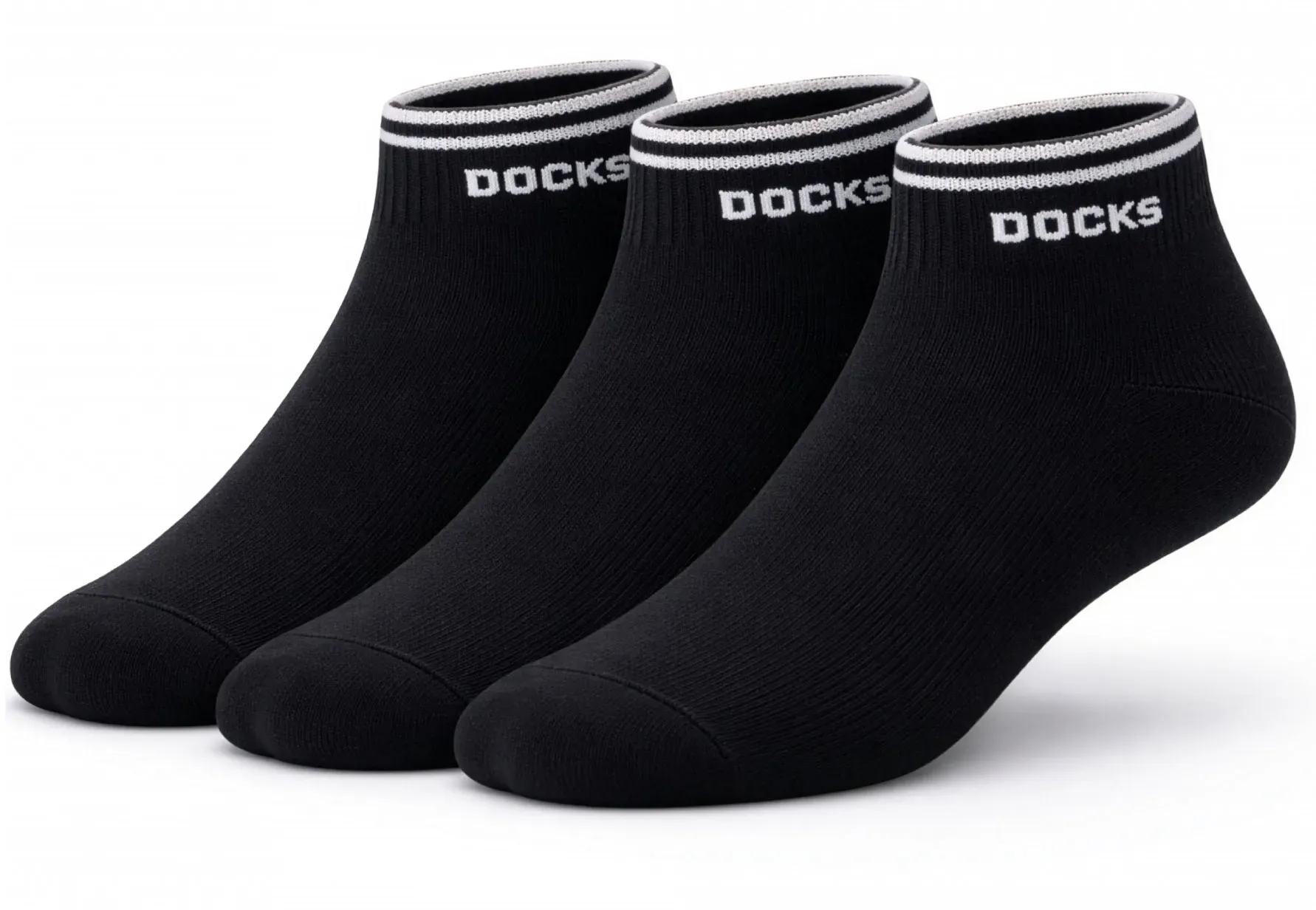 3er Pack DOCKS Sneaker Socken Baumwolle Atmungsaktive Damen&Herren schwarz 43-46