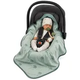 zamboo Einschlagdecke / leichte Kuscheldecke für Babyschalen & Kinderwagen 80 x 80 cm - Pusteblume - Salbeigrün
