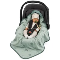 zamboo Einschlagdecke / leichte Kuscheldecke für Babyschalen & Kinderwagen 80 x 80 cm - Pusteblume - Salbeigrün