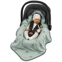 zamboo Einschlagdecke / leichte Kuscheldecke für Babyschalen & Kinderwagen 80 x 80 cm - Pusteblume - Salbeigrün