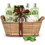 Brubaker Cosmetics Bade- und Dusch Set Aloe Vera - 11-teiliges Geschenkset im Flechtkorb