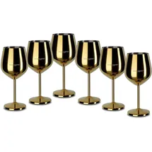 Echtwerk Weingläser aus Edelstahl, Weinglas-Set, Rotweinglas, Weinprobe-Gläser, Cocktailgläser, robust, unzerbrechlich, Gold Edition, 6tlg, 21x 7,3cm, 0,5L
