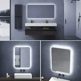 mai & mai Badspiegel mit LED Beleuchtung Wandspiegel rechteckig 80x60cm
