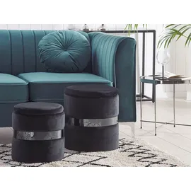 Beliani Pouf mit Stauraum 2er Set Samt 0 x 0 x 0 cm Schwarz