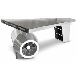 Casa Padrino Vintage Flieger Schreibtisch Silber 230 x 120 x H. 80 cm - Aluminium Flugzeug Design Bürotisch - Aluminium Flugzeug Büro Möbel