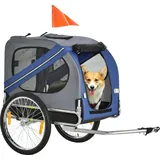 PawHut Hundeanhänger Fahrradanhänger Hundetransporter Hunde Fahrrad Anhänger Oxfordstoff Regenschutz atmungsaktiv Blau 130 x 73 x 90 cm   Aosom