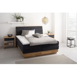 Boxspringbett OTTO PRODUCTS "Jenna", schwarz (carbone), B:184cm L:216cm, Komplettbetten, Boxspringbett, ohne LED-Beleuchtung, mit zertifizierten, recycelten Bezugsstoffen