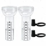 GLDFYYDS 2 Stück 35mm Regenmesser, Regenmesser aus Borosilikatglas, Kratzfester und verschleißfester Messbecher mit Skala, mit Ständer, zur Messung der Niederschlagsmenge
