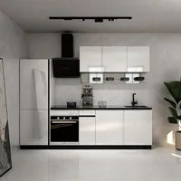 HOME DELUXE Küche PORTOFINO Weiß Hochglanz Links Arbeitsplatte Grey Stone- Ohne E-Geräte - Weiß/Schwarz/Silber/Grau