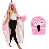 WJMSDK Flamingo Decke mit Ärmeln - Flamingo Geschenk für Frauen, Sherpa Fleece Kuscheldecke mit ärmeln, Tragbare Decke zum Anziehen als Weihnachten Geburtstagsgeschenk für Frauen Damen