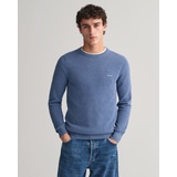 GANT Rundhalspullover »COTTON PIQUE C-NECK«, Gr. XL, denim blue melange, , 68608754-XL