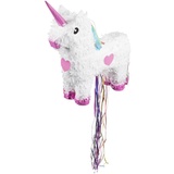 Boland 30932 - Pinata Einhorn, Größe 47 x 39 cm, Weiß-Rosa, Karton, Schlag-Pinata, Geburtstag, Mottoparty, Feier, Kindergeburtstag, Deko, Süßigkeiten, Geschenke