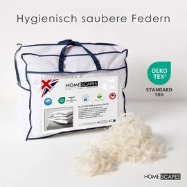 Homescapes Übergangs-Bettdecke Wärmeklasse 3-4, Federbettdecke mit Entenfedern und -Daunen, 135 x 200 cm