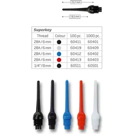 BULL'S Super Key Tips 6mm(2BA)& 8mm(1/4BSF)