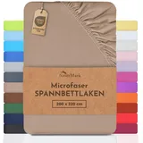 Mikrofaser SPANNBETTLAKEN zum Sparpreis! viele Größen und Farben Markenware (Bettlaken 200x220 cm, Sand/Beige)