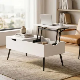 Homcom Couchtisch Weiß Spanplatte 50 x 58 x 100 cm