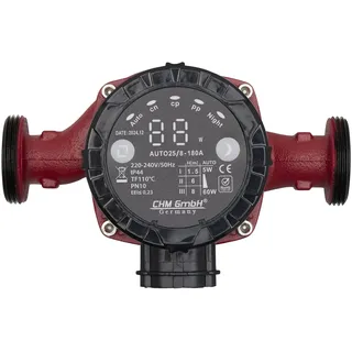 CHM GmbH® Hocheffizienzpumpe 25-80/180 Auto Heizungspumpe Umwälzpumpe mit Nachtabsenkung Zirkulationspumpe