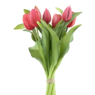 mucplants künstliche Tulpen Tulpenbündel mit 4 Tulpen und 3 Tulpenknospen real Touch (Beauty)