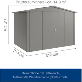 hörmann stauraumsysteme Juno Gerätehaus 3,10 x 2,14 m Grau