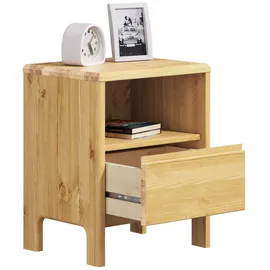 otto home Nachttisch OTTO HOME "Luven", beige (natur, natur), B:44cm H:54cm T:34cm, Tische, Nachttisch, aus massiver Kiefer, mit 1 Schublade, Breite 44 cm