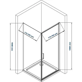 Bernstein Duschkabine Eckdusche Nano 6mm Echtglas EX416S - 80 x 80 x 195 cm