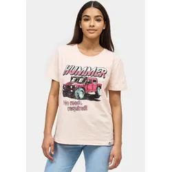 T-Shirt RECOVERED "No Roads Required Hummer", Damen, Gr. XL, rot, 100% Baumwolle, bedruckt, normal, Rundhals, Kurzarm, Shirts, mit coolem Print