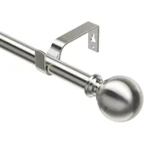 Gardinenstange Ausziehbar 76-280 CM, 19 MM Durchmesser Vorhangstange, Gardienenstange füR Gardinen mit öSen, Gardinenstangen mit Halterung und Rundkappen, füR Balkon, KüChe, Gebürstetes Nickel
