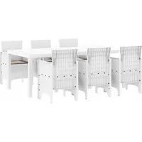 SYFAXTM Garten Essgruppe 7 pcs Weiß Polt Rattan - Weiß