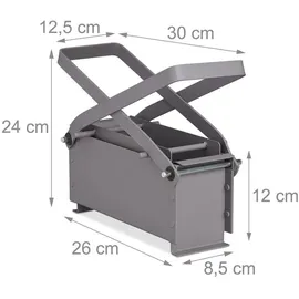 Relaxdays Papierbrikettpresse manuell 24x30x12,5 cm grau