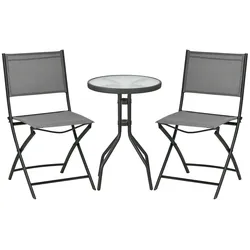 Outsunny Gartenmöbel Set Stahl, Polyester, Hartglas