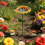 Tyafzzn Vogeltränke Stehend Kit für den Garten, Gartenstecker Aus Metall mit 2 PCS Insektentränke Garten, Vogeltränke Winterfest Futter Wasserschale für Bienen, Schmetterlinge & Bestäuber
