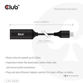 Club 3D USB 5Gbps Typ-A auf RJ45 Ethernet St./ Bu.