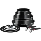 Tefal - Kochgeschirr-Set 10 Stk. INGENIO EASY COOK & CLEAN BLACK - Schwarz