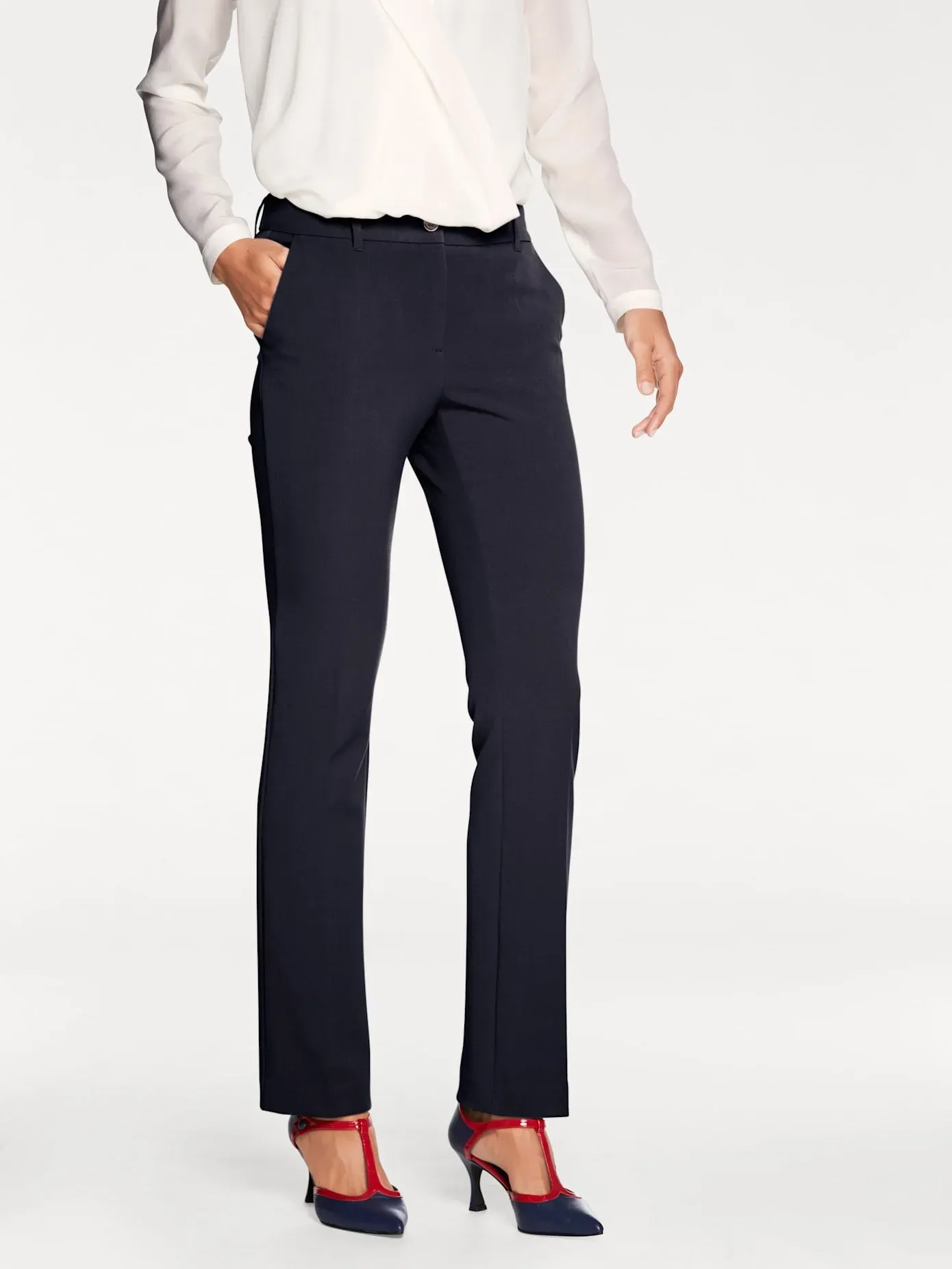 Stretch-Hose HEINE, Damen, Gr. 36, Normalgrößen, schwarz, 62% Polyester, 33% Viskose, 5% Elasthan, unifarben, lang, Hosen
