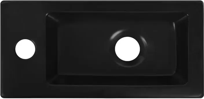 DeerValley Kleines Badezimmerwaschbecken Gäste-WC-Waschbecken Schwarz Matt Rechteckig Keramik Hängend für Badezimmer Waschbecken Handwaschbecken, Toilette, 365 x 180 x 90 mm Wasserhahn Links