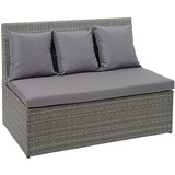 Poly-Rattan 2er Sofa Sessel HWC-G16, Gastronomie 120cm grau, Kissen dunkelgrau