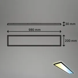 Briloner - LED Deckenlampe 98cm dimmbar, Fernbedienung, Nachtlichtfunktion, Indirektes Licht, flach, CCT, Lampe, Deckenleuchte, Wohnzimmerlampe, LED Panel, Küchenlampe, Schlafzimmerlampe, Flur, 98x20x3 cm Schwarz 98 x 20 x 3 Schwarz