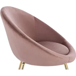 Woltu Esszimmerstühle 2er Set, Polsterstuhl Wohnzimmerstuhl aus Samt, Goldene Metallbeine, Rosa