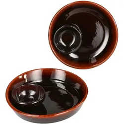 2x Juego Tapas Schale Ø14,3cm Olivenschale Ton-Cazuela mit Kernablage Antipasti