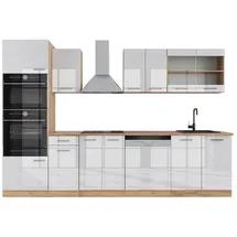 Vicco Küchenzeile R-Line 300 cm Weiß Hochglanz/Goldkraft Eiche