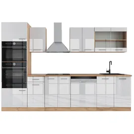 Vicco Küchenzeile R-Line 300 cm Weiß Hochglanz/Goldkraft Eiche
