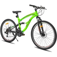 Hiland 26 Zoll Vollfederung Doppelfederung Fully Mountainbike 21 Gang MTB Fahrrad für Jungen und mädchen Fully Fahrrad für Damen Herren Jungendliche grün