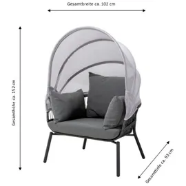 LECO Gartensessel mit Fußhocker Clara 102 x 102 x 108 cm grau 2 St.