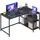 VASAGLE Eckschreibtisch in L-Form, Computertisch mit Stauraum, Bürotisch, höhenverstellbare Ablage, für Homeoffice, 110 x 80 cm, ebenholzschwarz