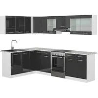 Vicco Winkelküche L-Form 267 x 167 cm Weiß/Anthrazit Hochglanz