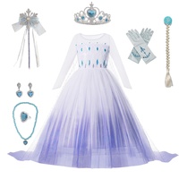 Cacilie Mädchen Prinzessin Karneval Verkleidung Party Kostüm Kleid Eisprinzessin Set aus Diadem, Handschuhe, Zauberstab, Perücke,Halskette,Ohrringe,Ringe (128-134, white)